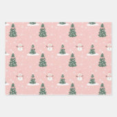 Roze Kerstboom Gingerbread Houses Bows Inpakpapier Vel (Voorkant 3)