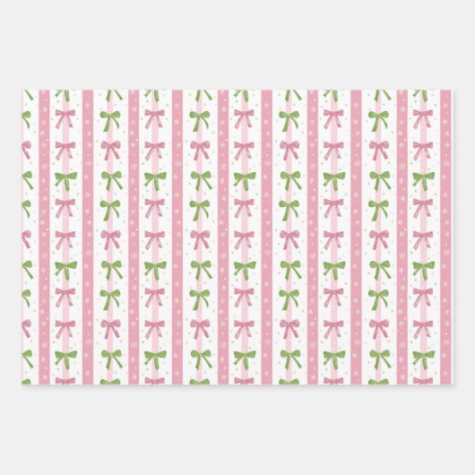 Roze Kerstboom Gingerbread Houses Bows Inpakpapier Vel (Voorkant 2)