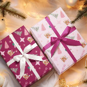 Roze Kerstboom Gingerbread Wrapping Paper