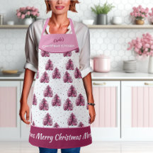 Roze Kerstboom Girly All-Over Print Schort