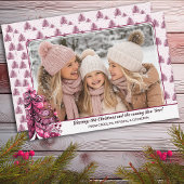 Roze Kerstboom Girly Glam Flat Holiday Kaart
