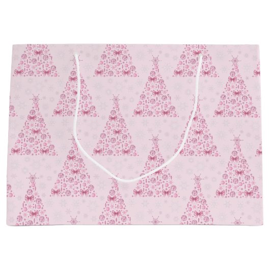 Roze kerstboom groot cadeauzakje (Voorkant)