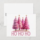 Roze kerstboom HOHOHO Feestdagenkaart (Voorkant / Achterkant)
