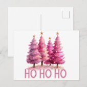 Roze kerstboom HOHOHO Feestdagenkaart (Voorkant / Achterkant)