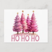 Roze kerstboom HOHOHO Feestdagenkaart (Voorkant)