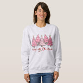 Roze Kerstboom Hoodie, Vrouwen Vakantie Cheer Trui (Voorkant volledig)