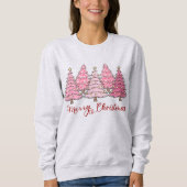 Roze Kerstboom Hoodie, Vrouwen Vakantie Cheer Trui (Voorkant)