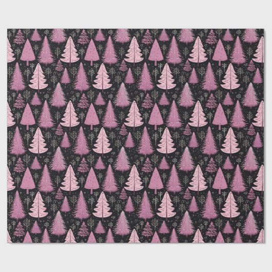  roze kerstboom inpakpapier (Vlak)
