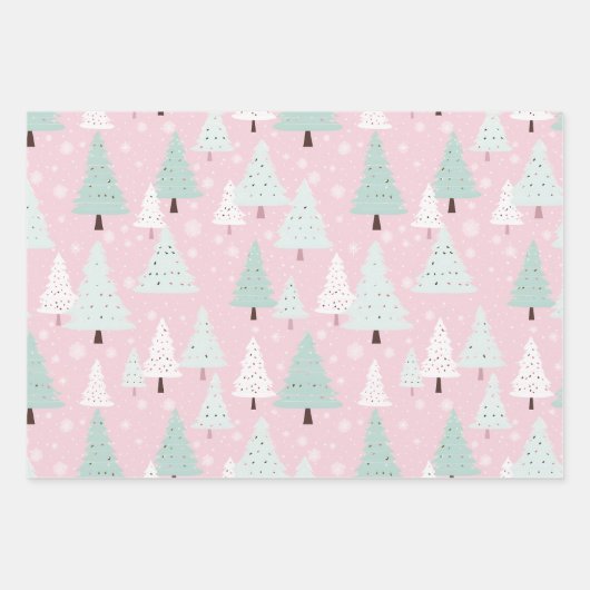 Roze kerstboom inpakpapier vel (Voorkant)