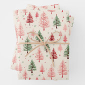  roze kerstboom inpakpapier vel (In situ)