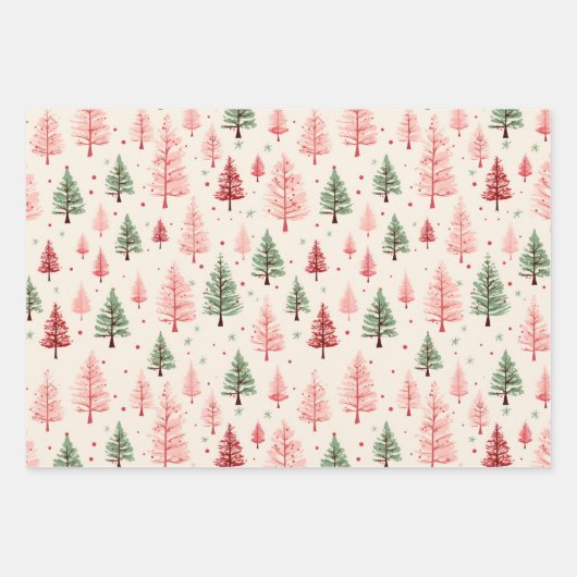  roze kerstboom inpakpapier vel (Voorkant)