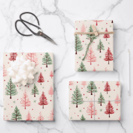roze kerstboom inpakpapier vel
