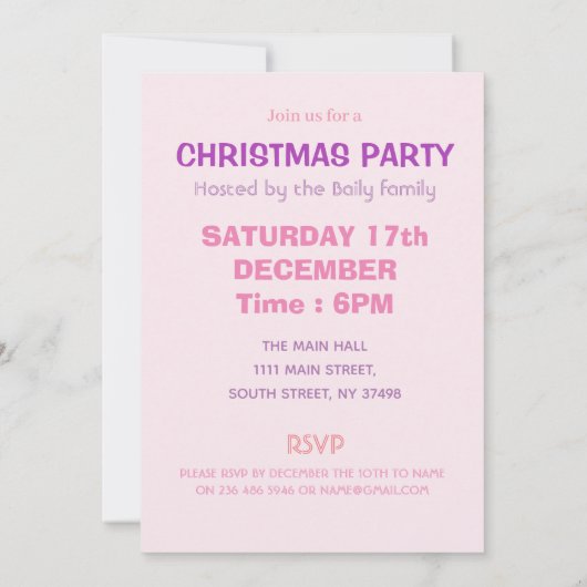 Roze kerstboom kaart (Achterkant)