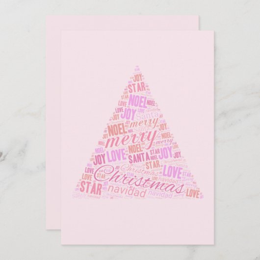 Roze kerstboom kaart (Voorkant / Achterkant)