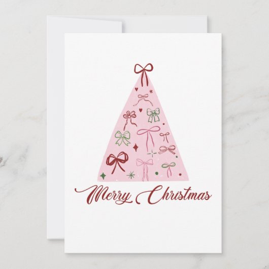 Roze Kerstboom Kaart (Voorkant)