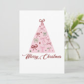 Roze Kerstboom Kaart (Staand voorkant)