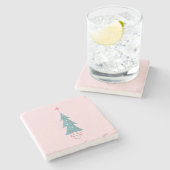 roze kerstboom keramiek stenen onderzetter (Zijkant)