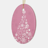 roze kerstboom keramisch ornament (Links)