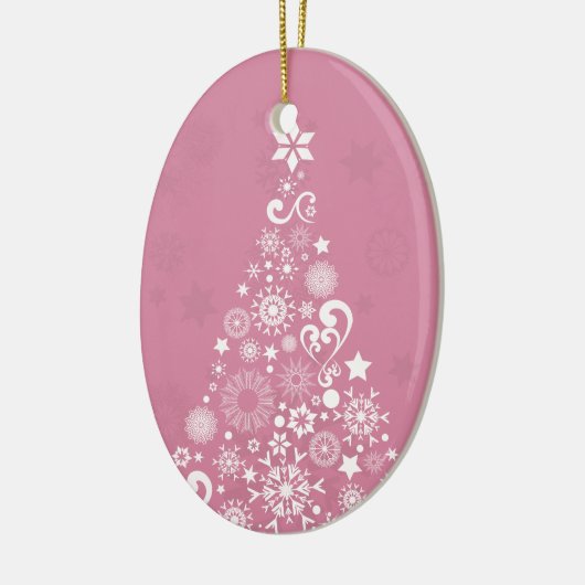 roze kerstboom keramisch ornament (Links)