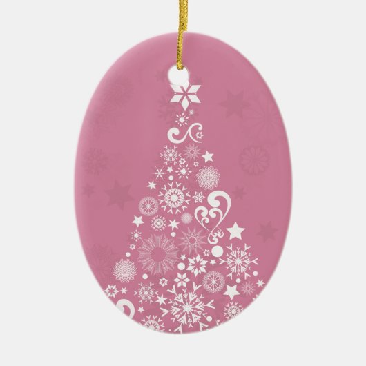 roze kerstboom keramisch ornament (Voorkant)