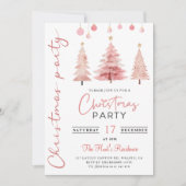 Roze Kerstboom Kerstfeest Kaart (Voorkant)