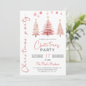 Roze Kerstboom Kerstfeest Kaart (Staand voorkant)