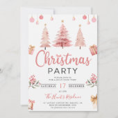 Roze Kerstboom Kerstfeest Kaart (Voorkant)