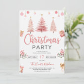 Roze Kerstboom Kerstfeest Kaart (Staand voorkant)