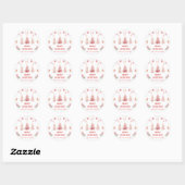 Roze Kerstboom Kerstfeest Ronde Sticker (Vel)