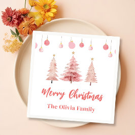 Roze Kerstboom Kerstfeest Servet