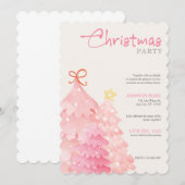 Roze Kerstboom Kerstfeest Uitnodiging (Voorkant / Achterkant)