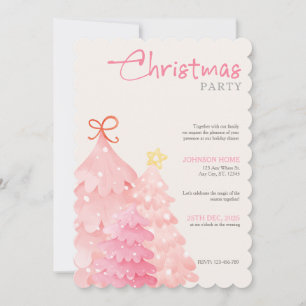 Roze Kerstboom Kerstfeest Uitnodiging
