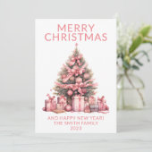 Roze Kerstboom Kerstkaart Kaart (Staand voorkant)