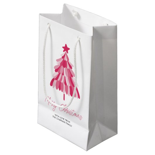 Roze kerstboom klein cadeauzakje (Voorkant Gekanteld)
