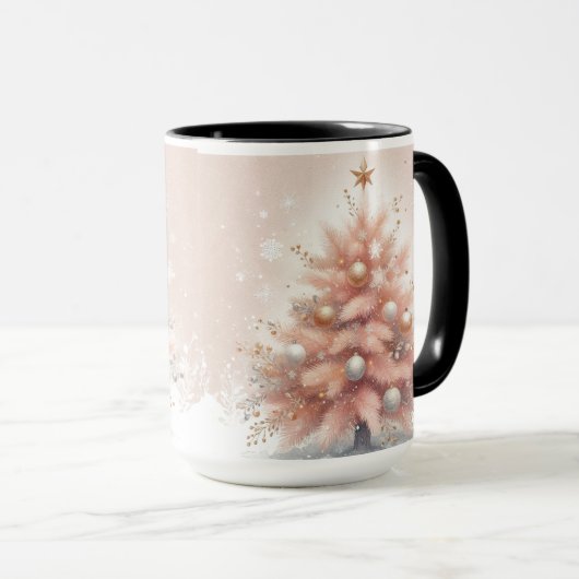  Roze Kerstboom Koffie Mok Cup (Voorkant rechts)