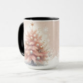  Roze Kerstboom Koffie Mok Cup (Voorkant links)
