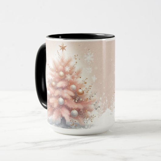  Roze Kerstboom Koffie Mok Cup (Voorkant links)