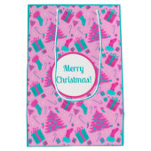 Roze kerstboom kous snoepriet cadeaus medium cadeauzakje (Achterkant)