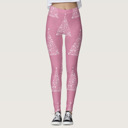 roze kerstboom leggings (Voorkant)
