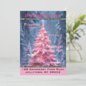 Roze Kerstboom Leuk Elegant Chique Party Kaart (Staand voorkant)