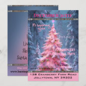 Roze Kerstboom Leuk Elegant Chique Party Kaart (Voorkant / Achterkant)