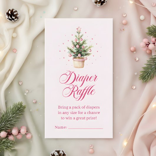 Roze Kerstboom Luierspel Baby Shower Informatiekaartje