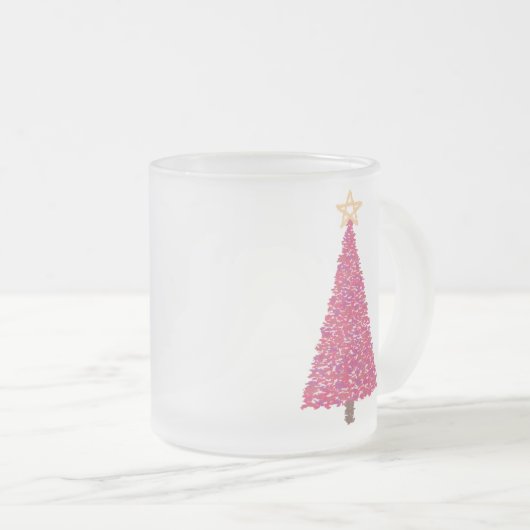 Roze kerstboom matglas koffiemok (Voorkant rechts)