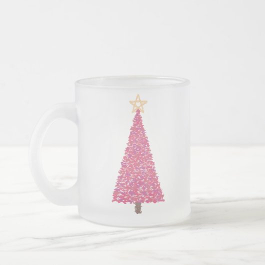 Roze kerstboom matglas koffiemok (Links)