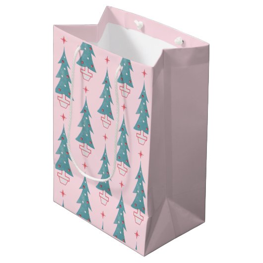 roze kerstboom medium cadeauzakje (Voorkant Gekanteld)