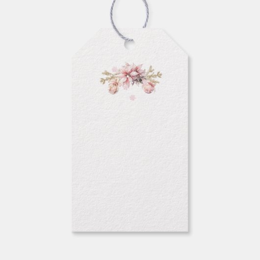 Roze Kerstboom Meisje Cadeaulabel (Achterkant)