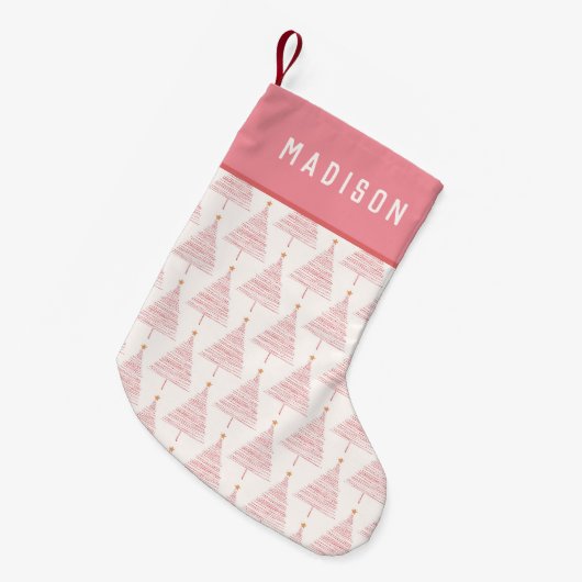 Roze kerstboom Meisjes Gematigde Gematigde Geperso Kleine Kerstsok (Voorkant (Hangend))