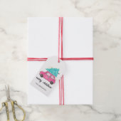 Roze kerstboom met autocrème cadeaulabel (Met Touw)