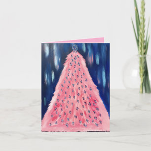 Roze Kerstboom met engel Feestdagen Kaart