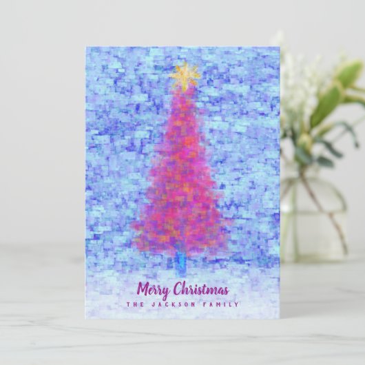 Roze kerstboom met graffiti en blauwe stadsomwalli kaart (Staand voorkant)